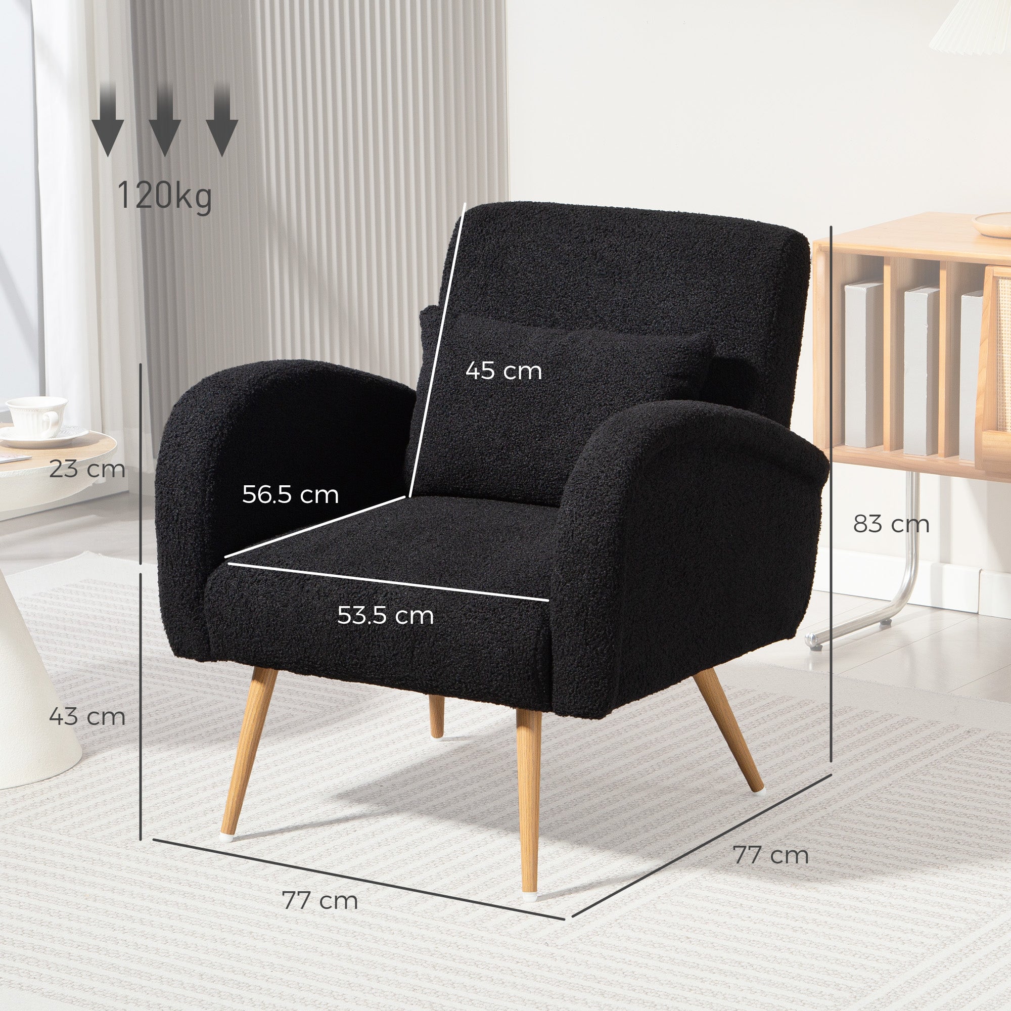 Fynco - Teddy Fleece Accent Chair - Black