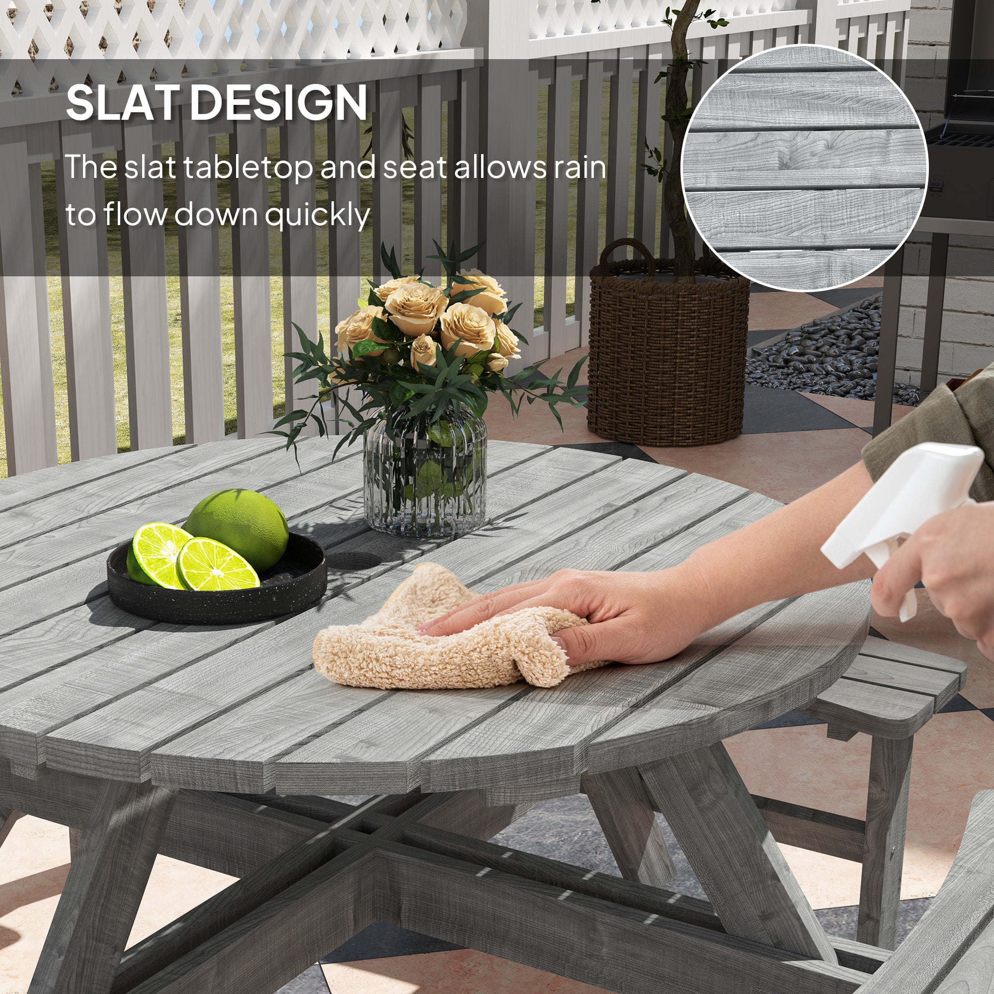 8-Seater Wooden Picnic Set-Fir Wood