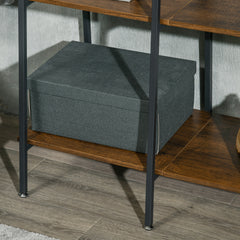 Clothes Rail, Metal Clothes Rack with Shoe Rack, 5 Tier Storage Shelves, 5 Side Hooks, Coat Stand for Bedroom, Living Room, Hallway, Rustic Brown and Black