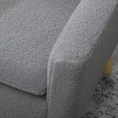 Armchair, Upholstered Accent Chair with Wood Legs and Wide Padded Seat, Teddy Occasional Chair, Grey