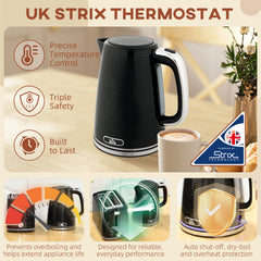 Fynco - Modern Kettle and Toaster Set - Black