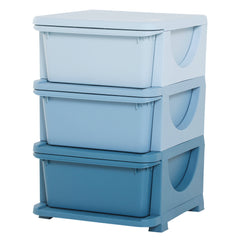 Kids Storage Units with 3 Drawers 3 Tier Chest Vertical Dresser Tower Toy Organiser for Nursery Playroom Kindergarten Blue