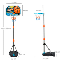 Kids Basketball Hoop and Stand Portable Basketball Stand Set w/ Ball Pump Netting Backboard Adjustable Height from 126 cm to 158 cm