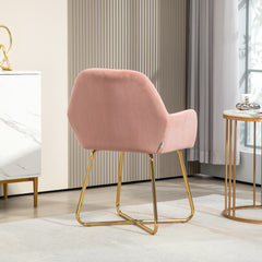 Modern Arm Chair Set of 2 Upholstered Accent Chair with Metal Base for Living Room Pink