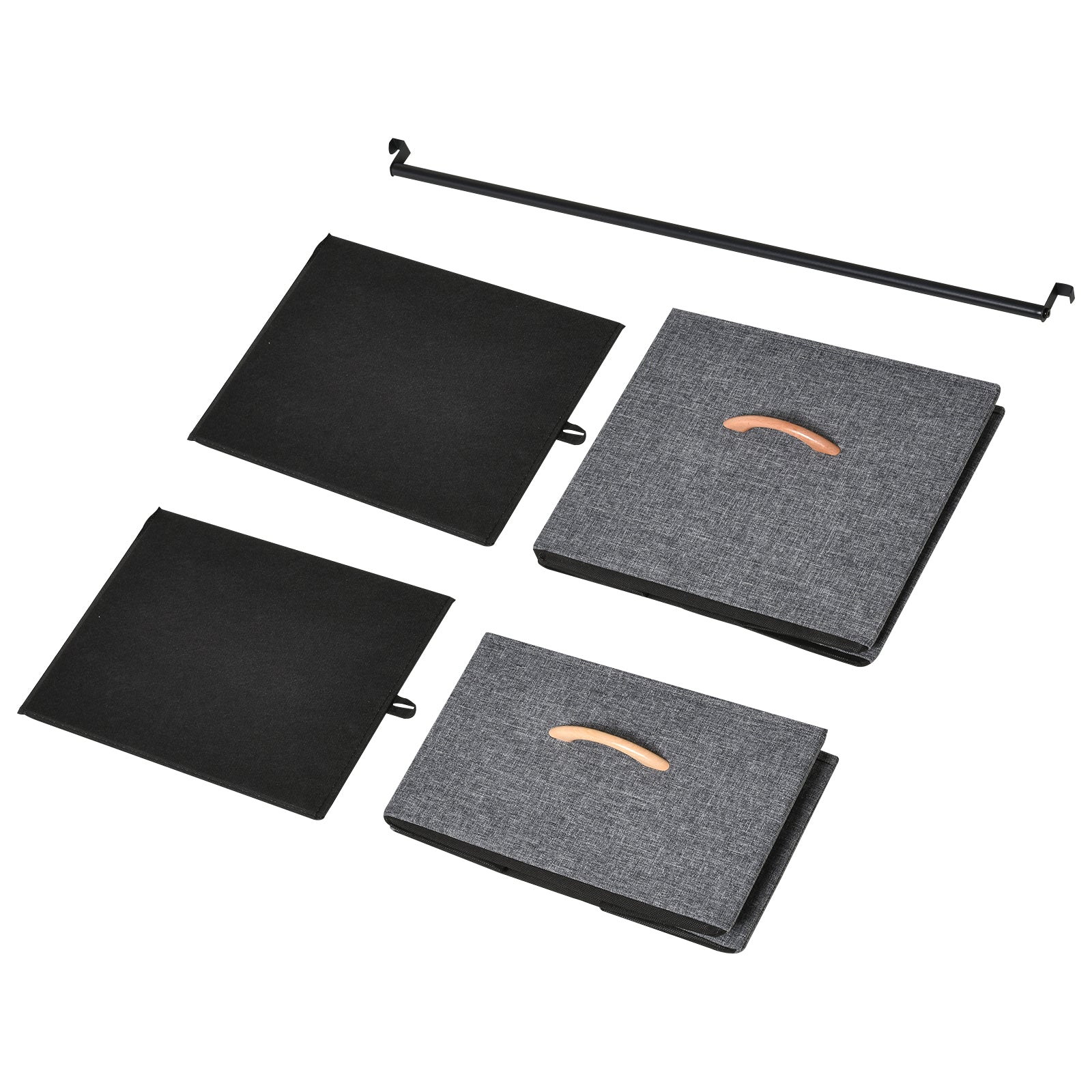 Chest of Drawers with Coat rack Steel Frame 5 Drawers Bedroom Hallway Home Furniture Black Brown