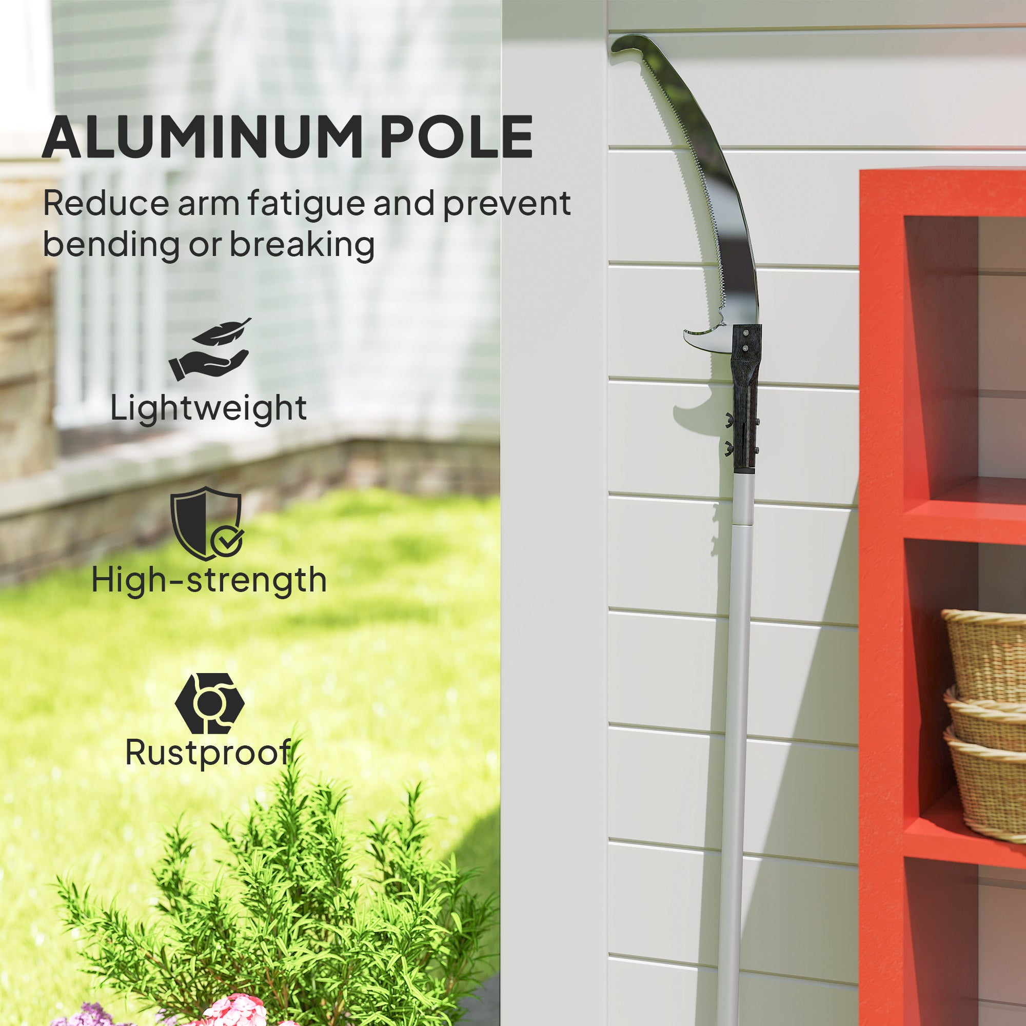 Manual Pole Saw, 1.8-2.9 m Extendable Tree Pruner, Tree Lopper Long Reach Telescopic with Extendable Handle & 40 cm Saw for Tree Trimming