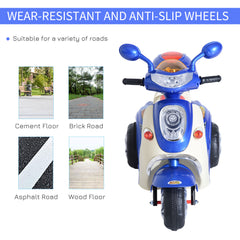 Kids Electric Ride On Toy Car 6V Electric Motorbike with Chargeable Battery Headlight and Music for 3-5 Years - Blue