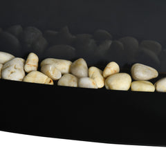 Fynco - Led Wall Mounted Fireplace Curved Glass Electric Fire Place Fire Place 7 Colour Side Lights Slimline, 1000/2000W, 89.2cm x 48cm