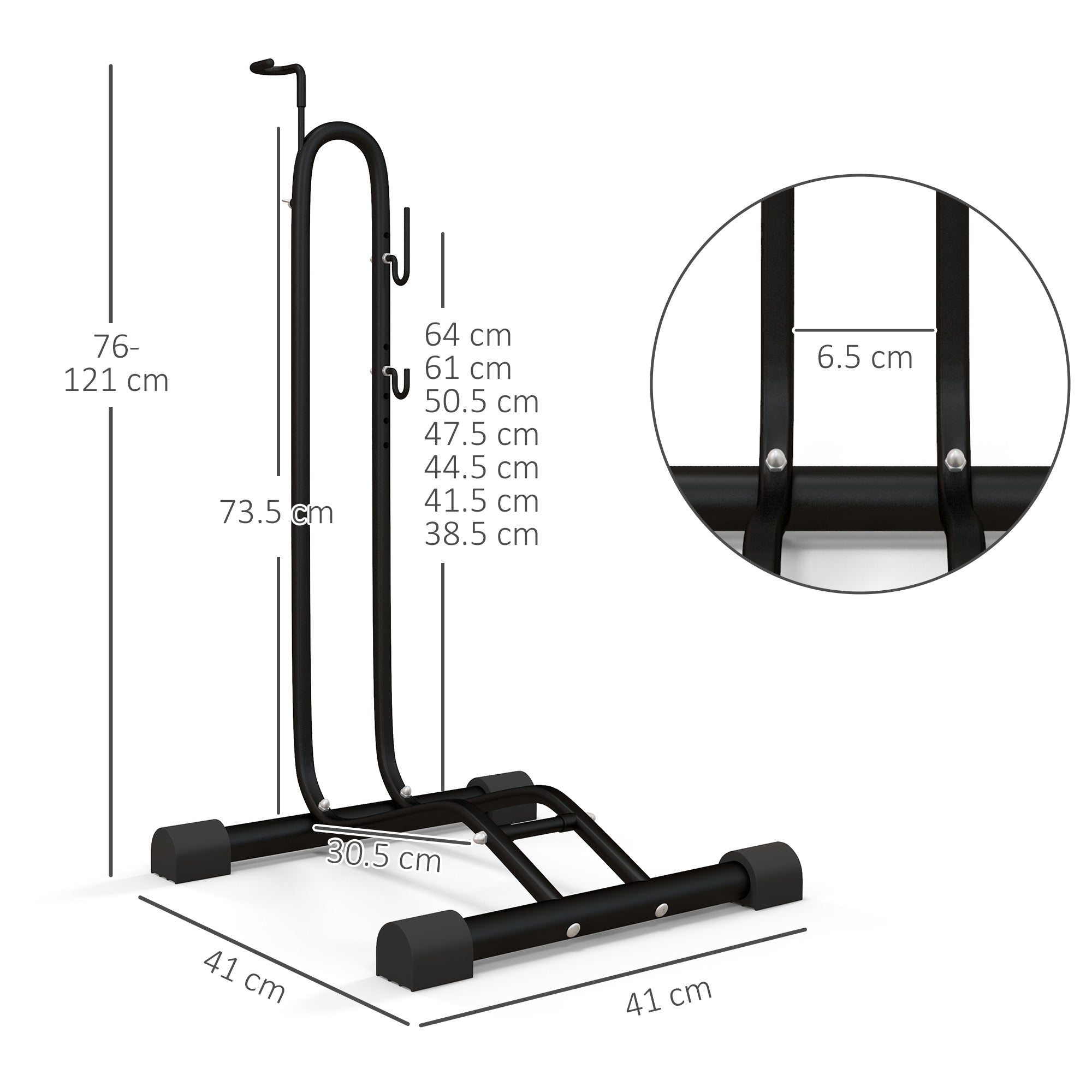 SPORTNOW Vertical and Horizontal Bike Rack Bicycle, Storage Stand with Adjustable Hooks, for 24"-29" Wheels, 700c Bike