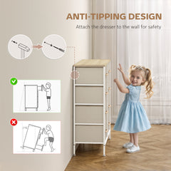 Fabric Chest of Drawers, Industrial Bedroom Dresser with 8 Fabric Drawers, Steel Frame and Wooden Top for Nursery, Living Room, Hallway, Maple Wood-effect