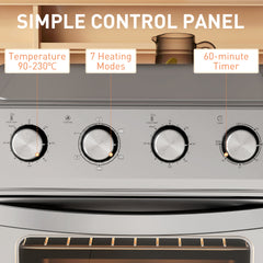 24L Air Fryer Oven, Mini Oven, Oil Free Cooking, Grill, Roast, Bake, with Adjustable Temperature, Timer, Touch Screen, Dishwasher Safe, 1600W, Silver