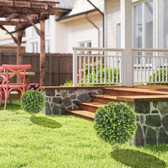 Fynco - Set of 2 40 cm Artificial Boxwood Topiary Ball Bush with Integrated Ground Stake, Indoor Outdoor UV Resistant Faux Greenery, Faux Plants for Garden, Porch, Balcony