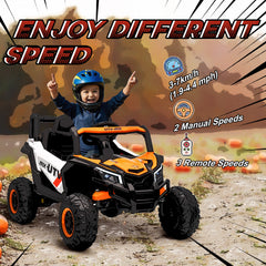 AIYAPLAY 12V Kids Ride On Car with Remote Control, Kids Electric Car with Suspension System, Music, for Ages 3-5 Years, Orange
