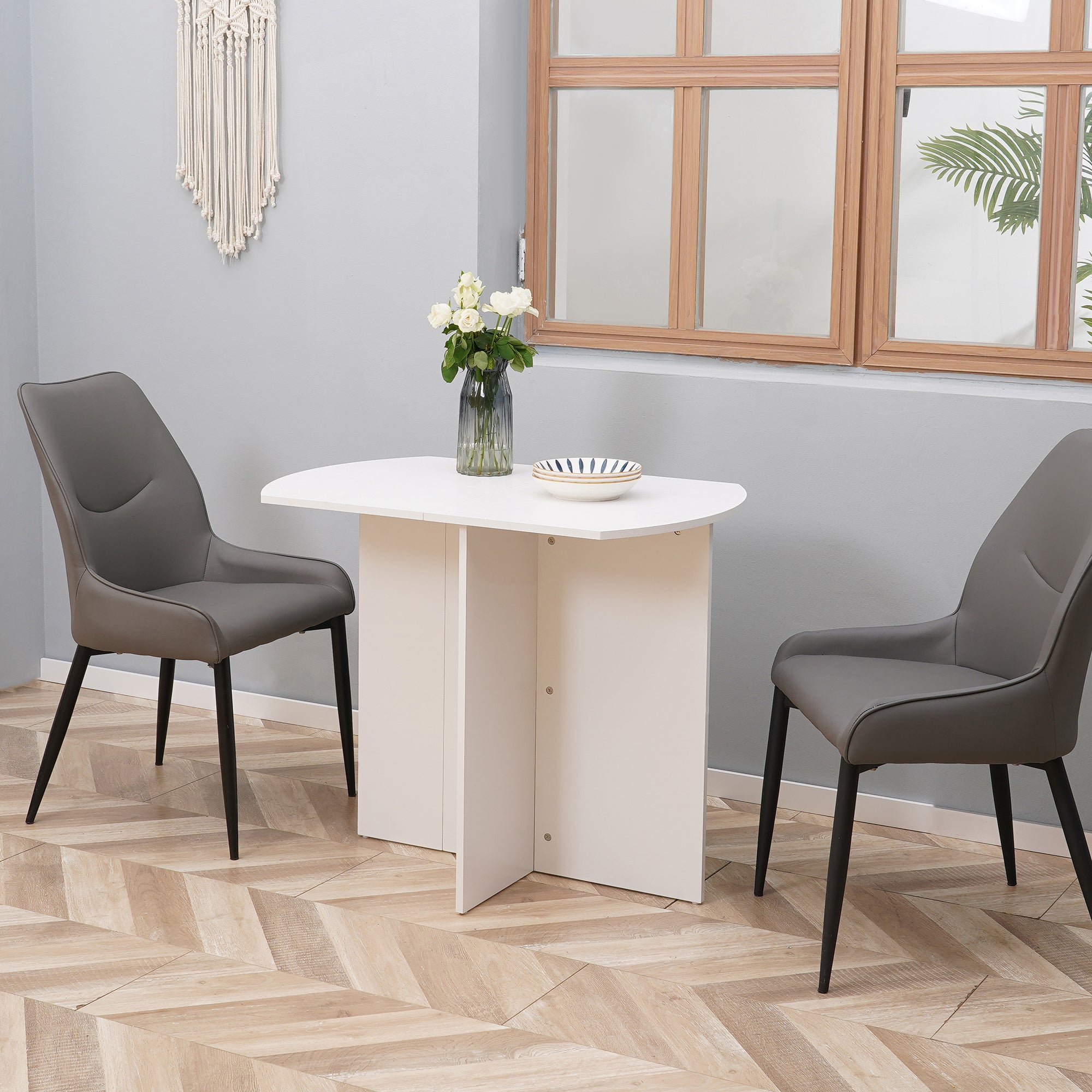 Four-Person Drop Leaf Dining Table - White