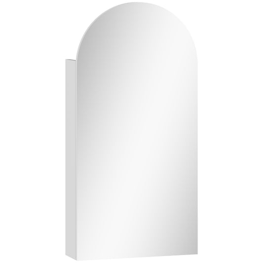 Fynco - Arched Bathroom Mirror Cabinet with Adjustable Glass Shelves - White