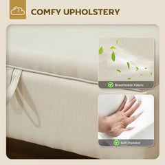 Fynco - 30L Linen Storage Ottoman Padded Footstool with Rubberwood Legs for Storage Box, Bed End, Shoe Bench, Seating, Beige