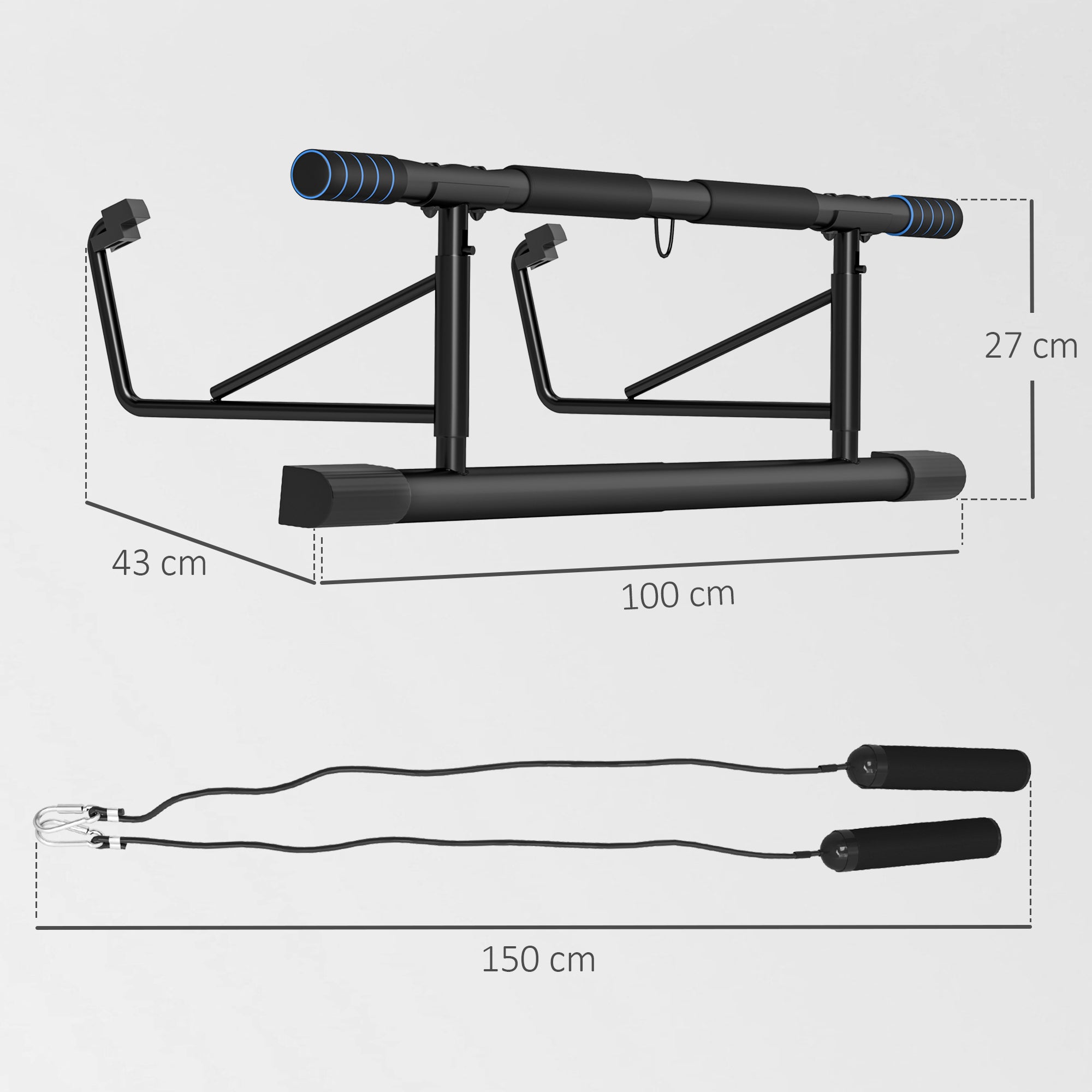 SPORTNOW Pull-Up Bar, No-Drilling Chin-Up Bar, Push-Up Stand with Resistance Bands, Padded Handles for Home Gym Exercise