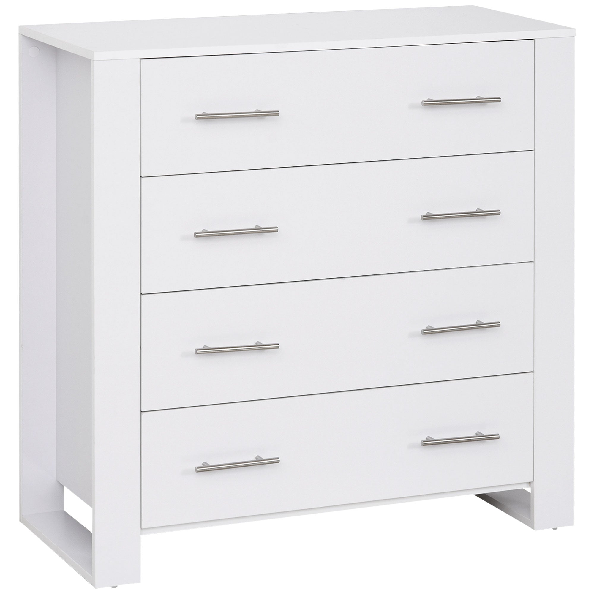 Chest Of 4 Drawers Storage Cabinet Bedroom Clothes w/Metal Handles Base Freestanding Unit Furnishing Living Room White