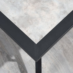 7 Pieces Garden Dining Set, 6 Seater Garden Table and Chairs with Parasol Hole, Outdoor Furniture Armchairs and Stone-like Plastic Top Table with Breathable Mesh Fabric Seat, Grey