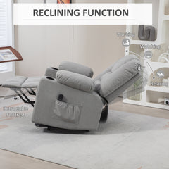 Oversized Riser and Recliner Chairs for the Elderly, Fabric Upholstered Lift Chair for Living Room with Remote Control, Side Pockets, Cup Holder, Light Grey