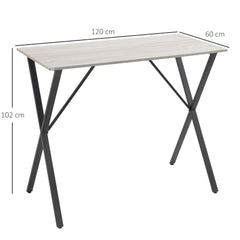 120 cm Rectangular Bar Table for 4 People, Modern Breakfast Bar Table with Wood Effect Tabletop, Steel Legs, Coffee Desk for Living Room, White