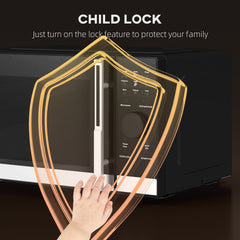 23L 800W Microwave Oven, Digital Solo Microwave with 10 Power Levels, Automatic Defrost, 8 Auto Cook Menus, 60 Minutes Timer, Eco Mode, Clock, Easy Clean, Small Black Microwave
