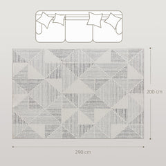 Fynco - Modern Area Rug, Geometric Pattern Non-Slip Washable Rug, Soft Floor Carpet for Living Room, Bedroom, Dining Room, Home Office, 290 x 200 cm, Grey
