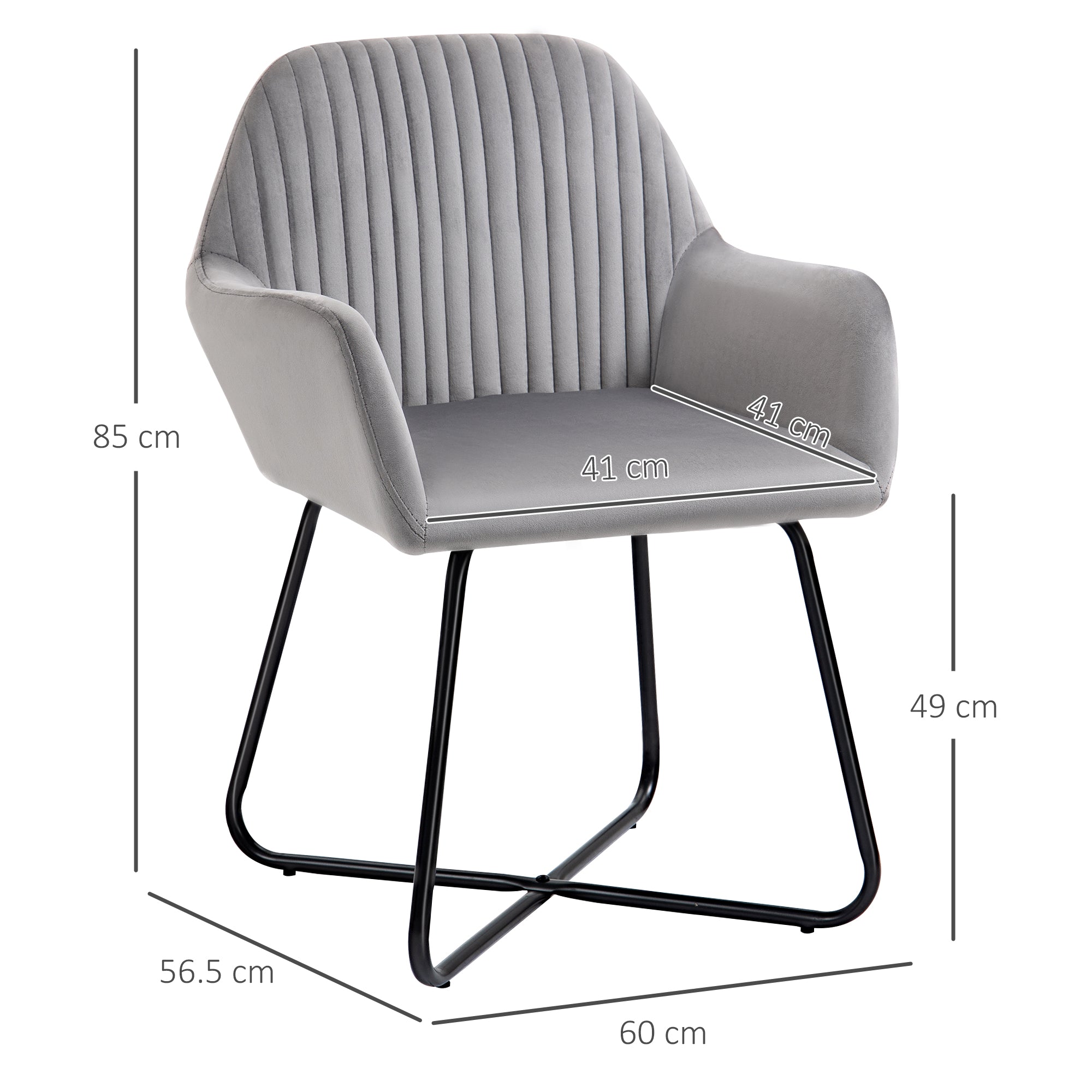 Velvet-Feel Plisse Back Accent Chair - Grey
