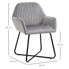 Velvet-Feel Plisse Back Accent Chair - Grey