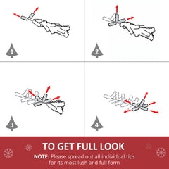 1.8m 6ft Pre-Lit Christmas Tree Artificial Spruce Xmas Tree Warm White LED Holiday Décor with Metal Stand