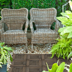 27 Pcs Wooden Interlocking Decking Tiles, 30 x 30 cm Outdoor Flooring Tiles, 2.5㎡ per Pack, for Patio, Balcony, Terrace, Hot Tub, Charcoal Grey