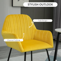 Velvet-Feel Plisse Back Accent Chair - Yellow