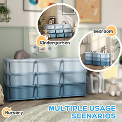 Kids Storage Unit, with Nine Drawers - Blue