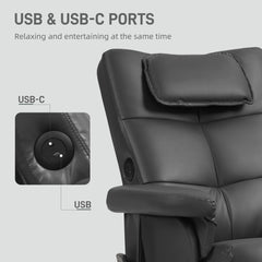 Faux Leather Massage Recliner Chair, with Storage Ottoman - Black