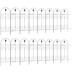 Fynco - Decorative Garden Fencing, 16PCs 44in x 25ft Outdoor Picket Fence Panels, Rustproof Metal Wire Landscape Flower Bed Border Edging, Black