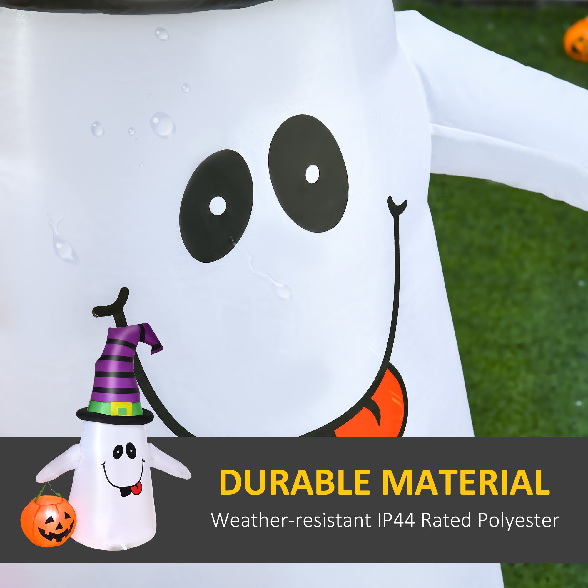 1.2m Witch Ghost Halloween Inflatable Decoration w/ LED Lights Fan Accessories Pumpkin Lantern Kids Adult Fun Weather-Resistant Indoor Outdoor Seasonal