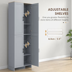 Freestanding Kitchen Cupboard, 4-Door Storage Cabinet with Adjustable Shelves, Modern Kitchen Pantry for Dining Room, 170cm, Grey