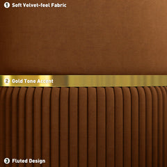 Velvet-Feel Storage Ottoman - Brown