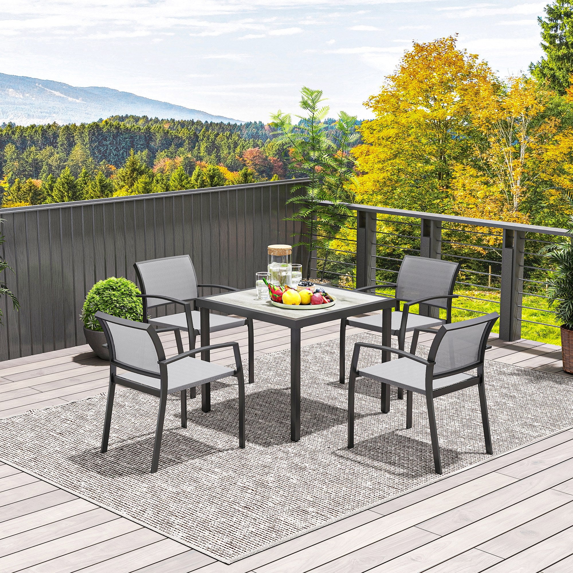 Five-Piece Outdoor Garden Dining Set - Grey