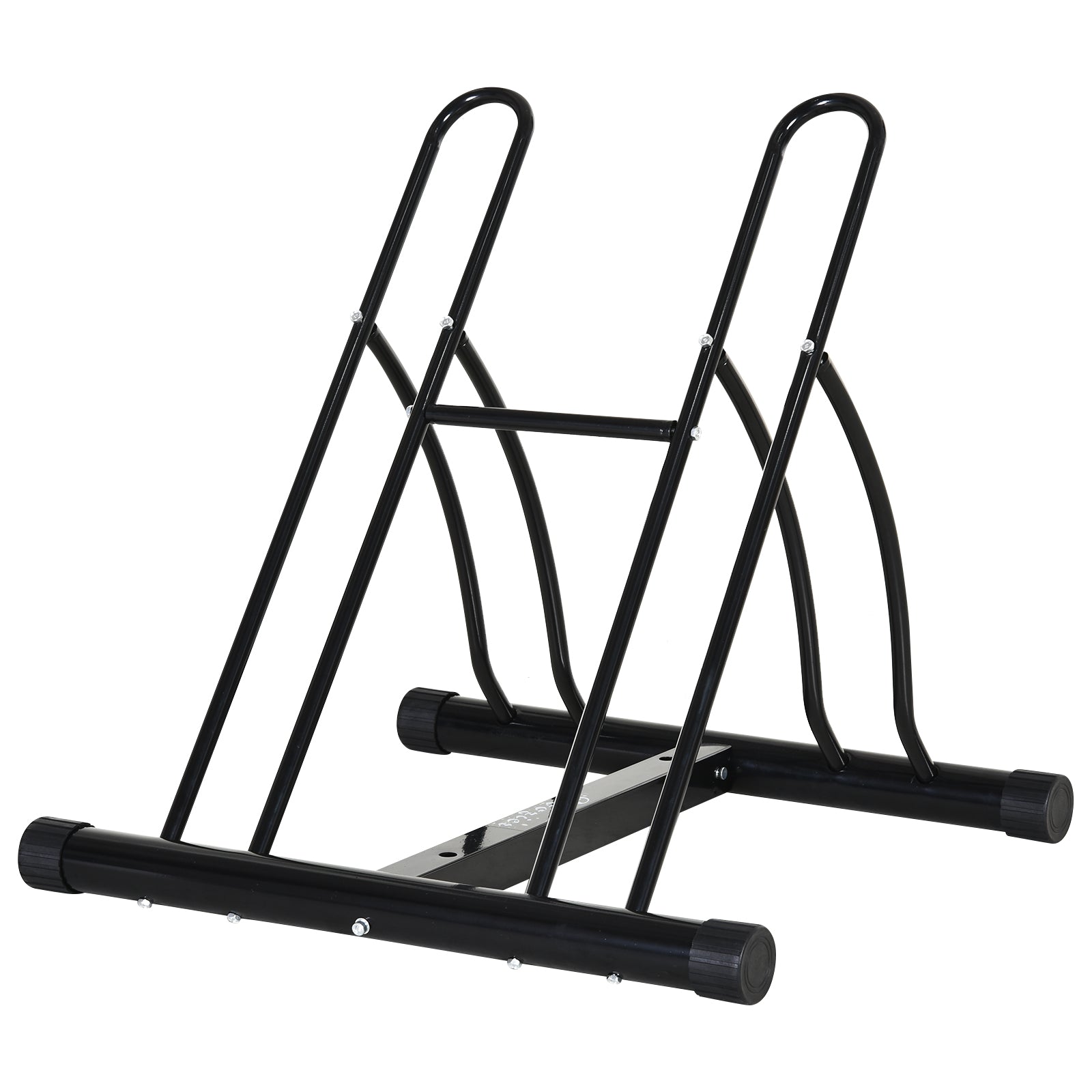 2 Bike Floor Parking Stand Rack Indoor Outdoor Ground Reversible - Black