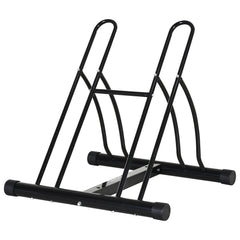 2 Bike Floor Parking Stand Rack Indoor Outdoor Ground Reversible - Black