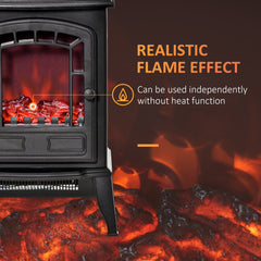 Fynco - Free standing Electric Fireplace Stove, Fireplace Heater with Realistic Flame Effect, Overheat Safety Protection, 1000W/2000W, Black