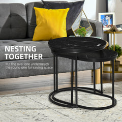 Marble-Effect Nest of Tables - Black/White