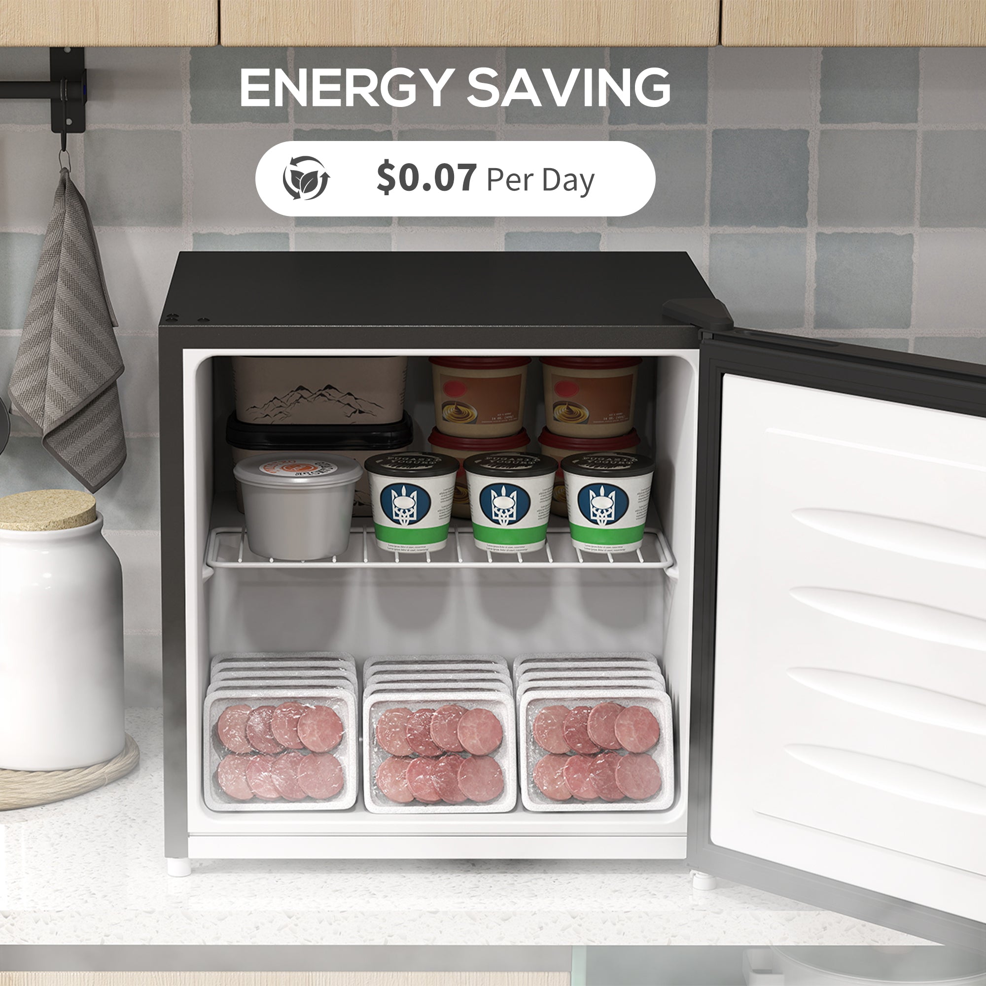 35L Mini Freezer, -24℃ to -14℃ Temperature - Black
