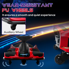 12V Kids Electric Go Kart with Music, LED Lights, Slow Start, Red