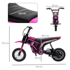 24V Electric Motorbike with Twist Grip Throttle, Music, Horn, 12" Pneumatic Tyres, 16km/h Max Speed - Pink