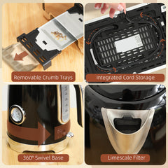 Fynco - Retro Toaster and Kettle Set - Black