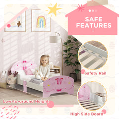 AIYAPLAY Ballet Theme Toddler Bed Frame with Safety Rails for 3-6 Years, Pink