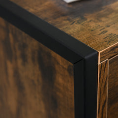 Bedroom Chest of Drawers Set of 2, Industrial 3-Drawer Dresser, Storage Drawers Unit with Metal Frame for Living Room, Rustic Brown