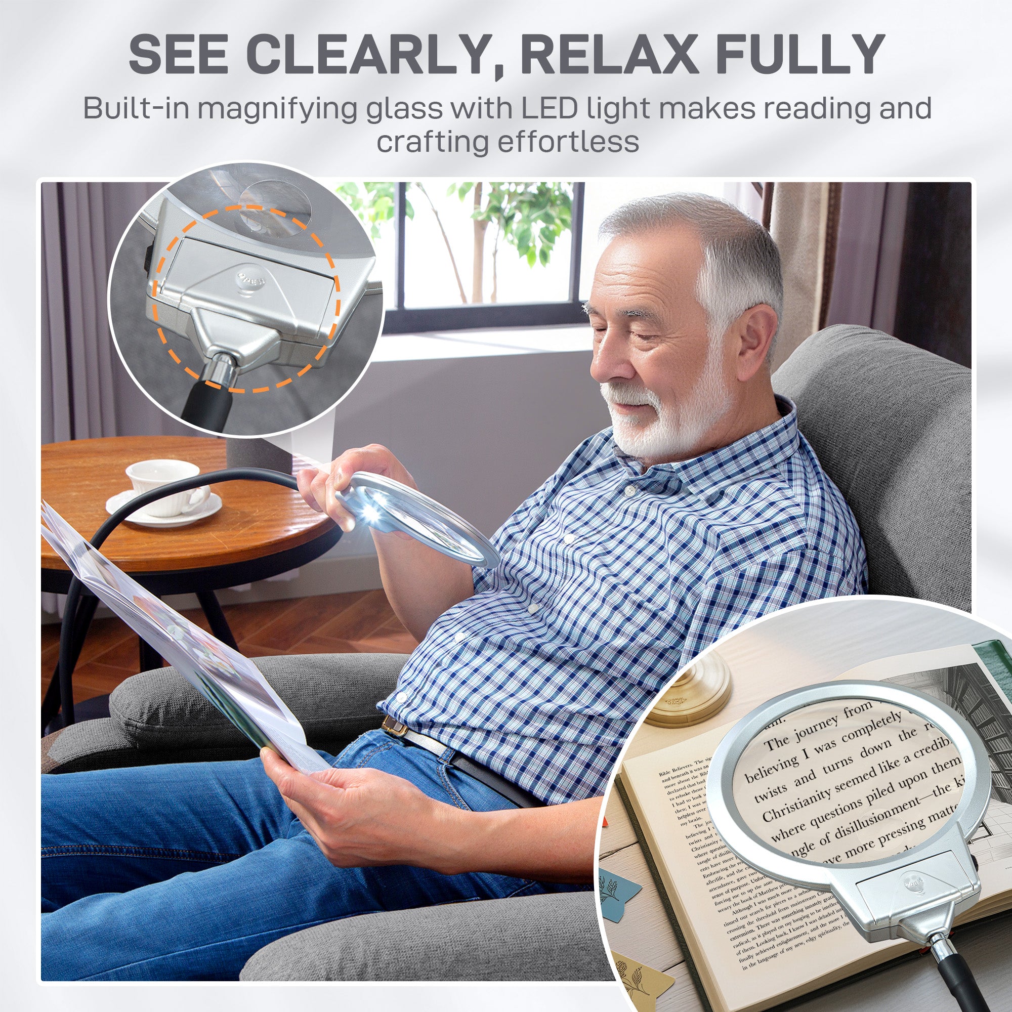 Fynco - Electric Rise/Recline Armchair, with Reading Light - Grey